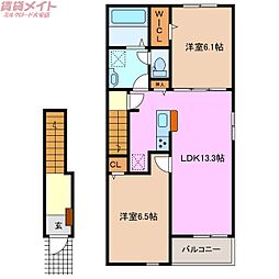 スタート 2階2LDKの間取り