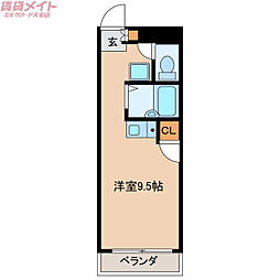グリーンピュアいなべ 4階ワンルームの間取り