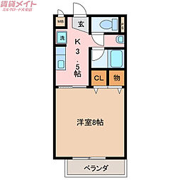 ルーラル勇 1階1Kの間取り