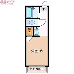 Ｓｏｕｔｈ 1階1Kの間取り