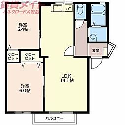 アネックスＳＡＴＯ 2階2LDKの間取り