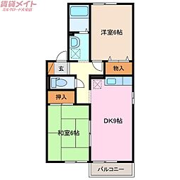 エクセル 1階2DKの間取り