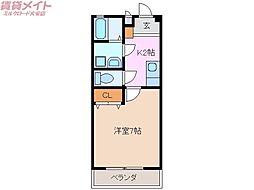 サンフォレスト24 1Kの間取図画像