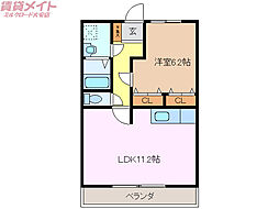 ウィステリア・レイ1番館 1LDKの間取図画像