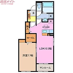 グレース A 1LDKの間取図画像