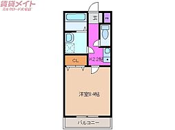 ヴィラオークス 1Kの間取図画像