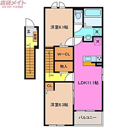 ひよこのいえ2 A 2LDKの間取図画像