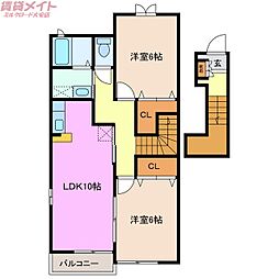 シャレ・デ・ギャルソン 2LDKの間取図画像