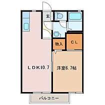 ブランシェA 203 ｜ 三重県四日市市小古曽１丁目（賃貸アパート1LDK・2階・41.58㎡） その2