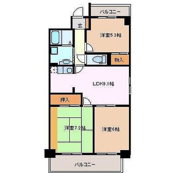 アーバンコア南浜田 105｜三重県四日市市南浜田町(賃貸マンション3DK・1階・60.16㎡)の写真 その2