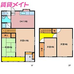 🉐敷金礼金0円！🉐四日市市采女町 戸建 連棟(東 2階建)