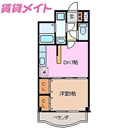 ヌーベルバーグ 1DKの間取図画像