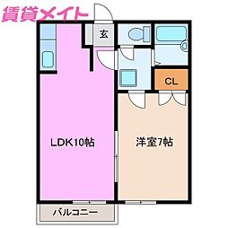 パビリオンウネメ 1階1LDKの間取り