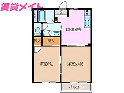 ヒルホーム青山 2階2DKの間取り