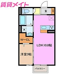 Ｔｅｔｒｅ Ｒｏｕｇｅ 2階1LDKの間取り