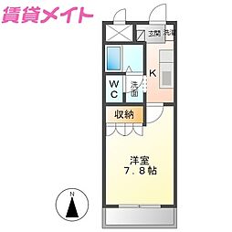ベルグラース波木 1階1Kの間取り