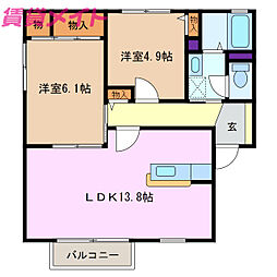 エーデルハイムＢ棟 2階/-