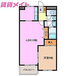 ドルフこもの 1LDKの間取図画像