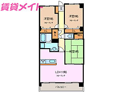 コート梅ケ丘 3LDKの間取図画像