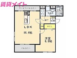スマイル大井手 1LDKの間取図画像