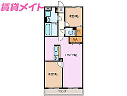Tフエアリーときわ 2LDKの間取図画像