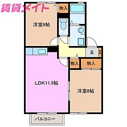 クレセントセジュールB棟 2階/-
