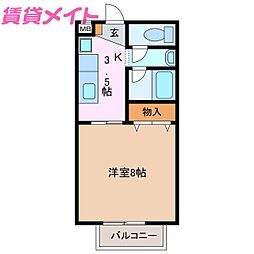 サープラス1後藤 1Kの間取図画像