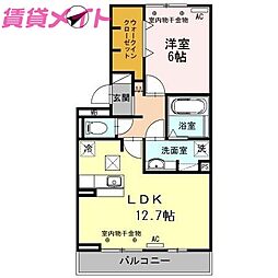 マイルストーン 1LDKの間取図画像