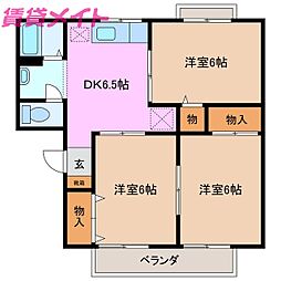 リリーハイツトキワA 3DKの間取図画像
