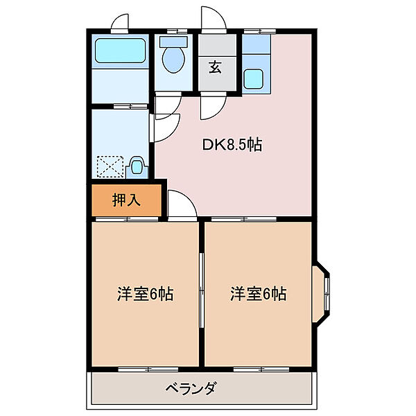 三重県鈴鹿市西条８丁目(賃貸アパート2DK・2階・43.74㎡)の写真 その2