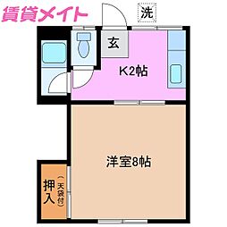 近鉄鈴鹿線 平田町駅 4kmの賃貸アパート 1階1Kの間取り