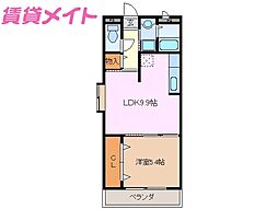 近鉄鈴鹿線 平田町駅 徒歩14分の賃貸マンション 3階1LDKの間取り