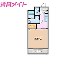 近鉄鈴鹿線 平田町駅 徒歩14分の賃貸マンション 3階1Kの間取り