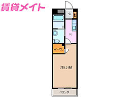 近鉄鈴鹿線 平田町駅 徒歩4分の賃貸マンション 10階1Kの間取り