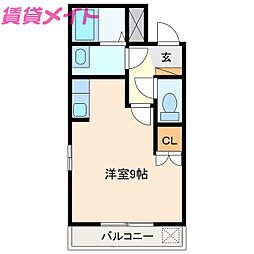 近鉄名古屋線 千代崎駅 徒歩8分の賃貸アパート 2階ワンルームの間取り
