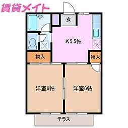 シティハイツアゼリア 2Kの間取図画像