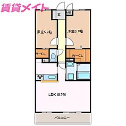 シールウィンデN 2LDKの間取図画像