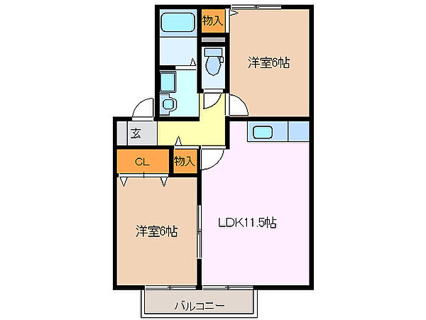 ドミール三日市　A 201｜三重県鈴鹿市竹野２丁目(賃貸アパート2LDK・2階・53.76㎡)の写真 その2