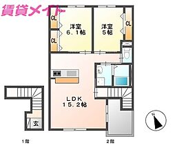F・アザレア7 2LDKの間取図画像