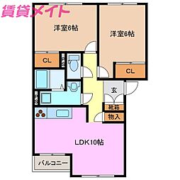 ピュアフォレスト 2LDKの間取図画像