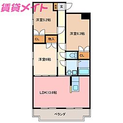童夢 3LDKの間取図画像