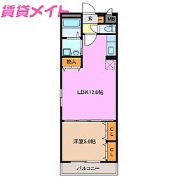 カレン橘 1LDKの間取図画像