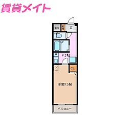 FeelWoods 1Kの間取図画像