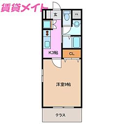 マンション芸濃 1Kの間取図画像
