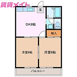 ハイムラズベリー 2DKの間取図画像