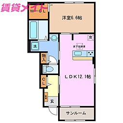 アンジェラA 1LDKの間取図画像