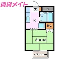 コーポ谷口 1Kの間取図画像