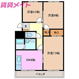 メゾン江ケ室 3DKの間取図画像