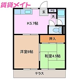 コーポ平田 2Kの間取図画像