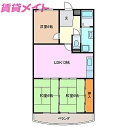 アバンハウス2 3LDKの間取図画像
